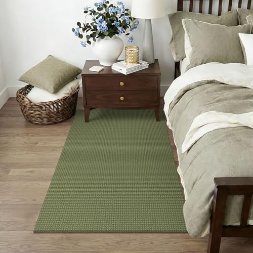 Rugs for Entryway 3x5 ft Washable Area Rug Non Slip Rubber Backed Entry Rug Woven Indoor Door Mat Cotton Kitchen Rugs for Entryway (Olive Green/Earthy Green / 3' x 5' (Rectangular))