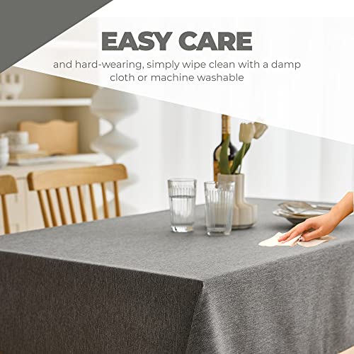 Faux Linen Waterproof Tablecloth (Dark Grey / 144" x 60" (Rectangular))