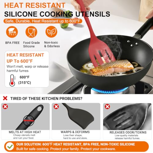 4 Pack Silicone Spatula Set (Red)