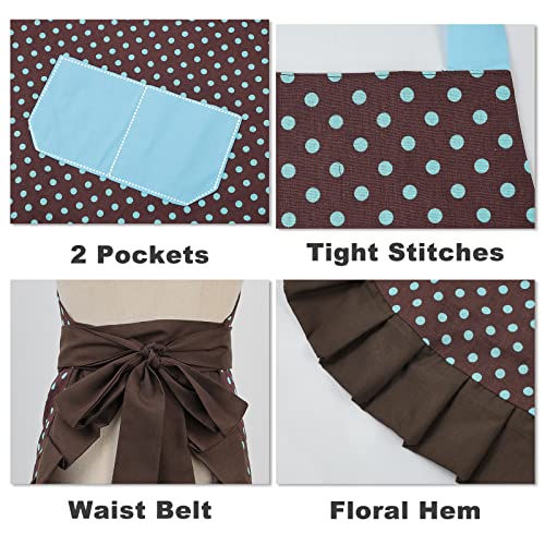 Kitchen Aprons for Women with 2 Pockets (Bluespot-adult)