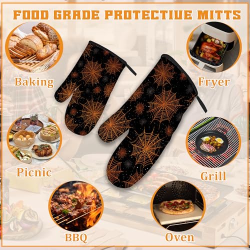 Halloween Oven Mitts and Pot Holders Set (Halloween Spider Web)