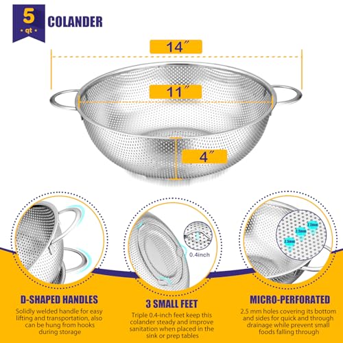 5 Quart Stainless Steel Colander (5 QT)
