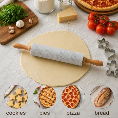 17 Inch Marble Rolling Pin With Stand (Quartz White / 17 Inch)