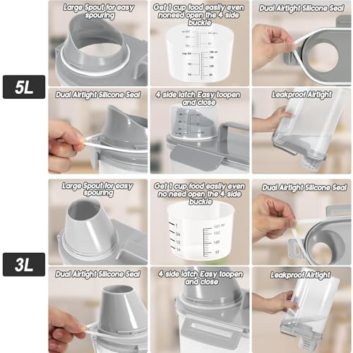 Dog Food Storage Container (Light gray / (3L+5L)-2pack)
