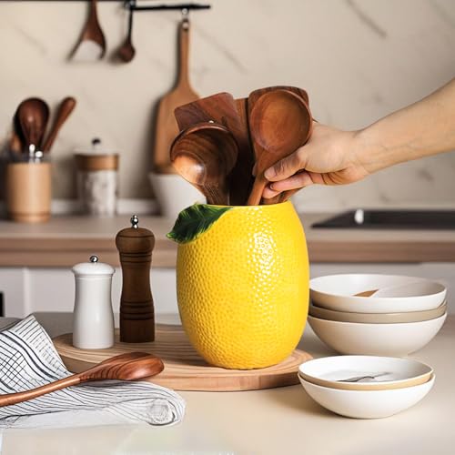 Lemon Shaped Ceramic Kitchen Utensil Holder
