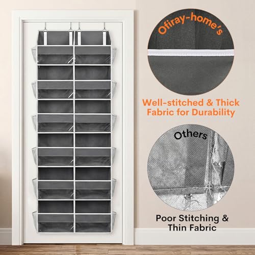2 Pack Over The Door Organizer 6 Tiers (2pack- Gray / 6 Tiers)