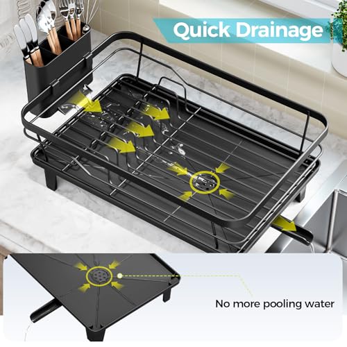 Urakify Dish Drying Rack for Kitchen Counter (Black)