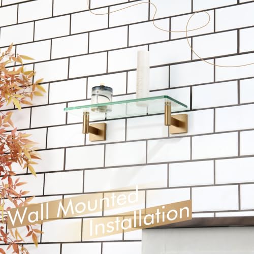 Wall Shelves Bathroom Hardware Glass Floating Shelf 12 (Champagne Bronze / 12-Inch)