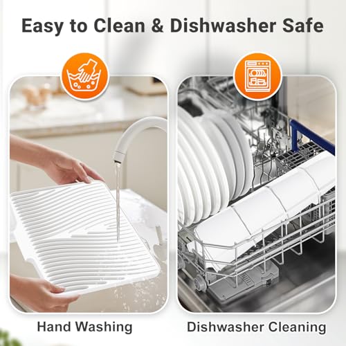Silicone Dish Drying Mat for Kitchen counter (Ivory-2pcs / 15.8" x 13")