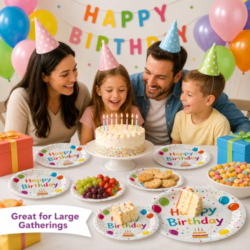 50PCS Happy Birthday Paper Plates