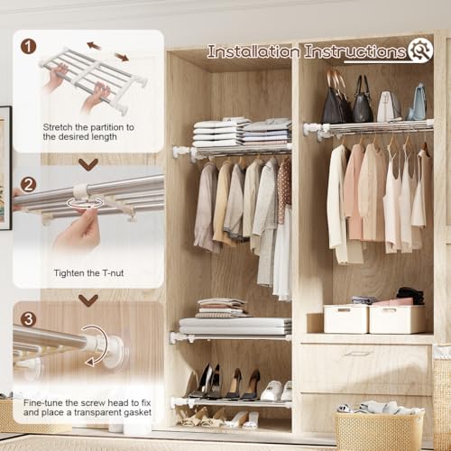 Expandable Tension Shelf Rod (23.62 - 39.37 inches / Ivory)