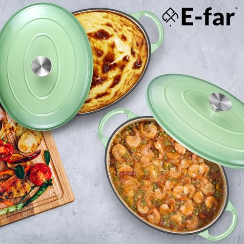 7QT Oval Dutch Oven Pot with Lid (7 QT-Oval / Pistachio Green)
