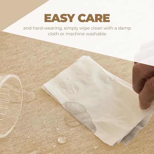 Faux Linen Square Tablecloth for Dining Room (Beige / 52" x 52" (Square))
