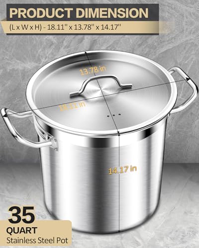 Commercial Grade Large Stock Pots (35 Quarts)