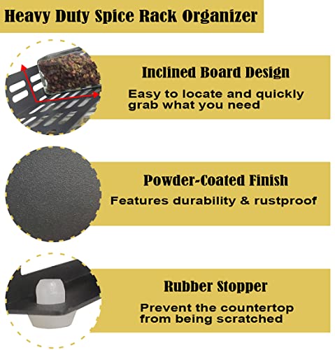 4 Tier Countertop Spice Rack Organizer for Kitchen Cabinet Pantry or Wall Mount (4 Tier Without Jars)