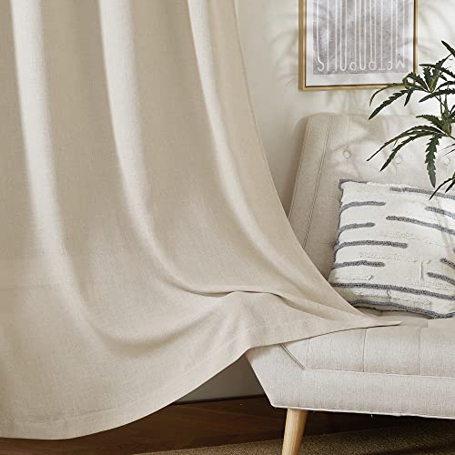 Cream Beige Linen Curtains & Drapes 84 inches Long (52"W x 84"L (Pack of 2) / Linen Cream)