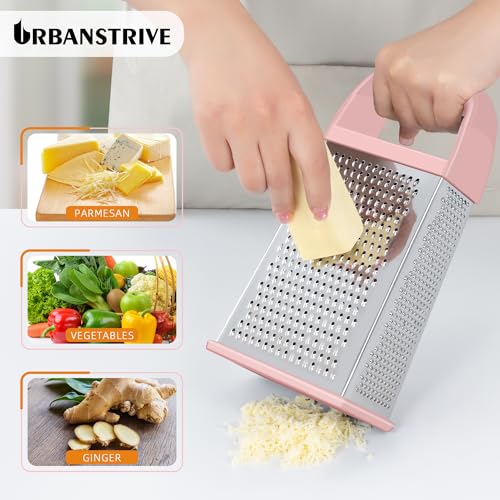 Cheese Grater With Container Box Grater Stainless Steel Kitchen Pink (Pink)