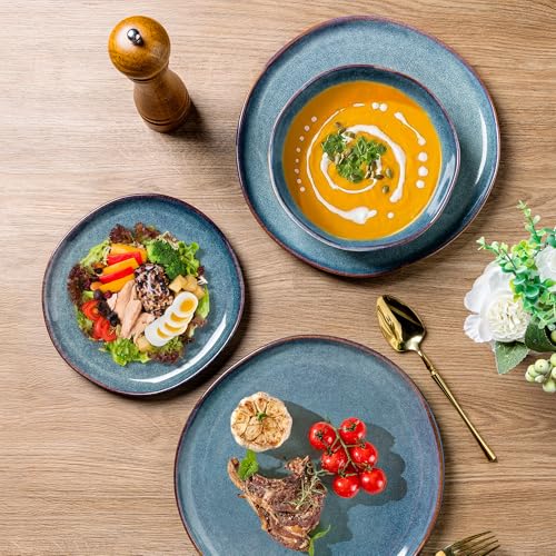 Ceramic Dinner Plates Set of 6 (Ceylon Blue / 10.5 Inch)