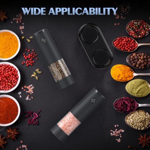 Electric Salt and Pepper Grinder Set Automatic Battery Pepper Mill Shakers Adjustable Coarseness Upgraded Larger Capacity with Led Home and Kitchen Appliances (Dark Gray)