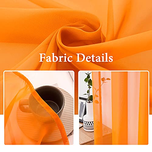 Orange Fall Sheer Curtains 54 X 84 Inches (Orange / 54"W x 84"L (Pack of 2))