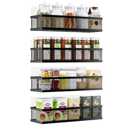 Spice Rack Wall Mount (Black / 4 Pack)