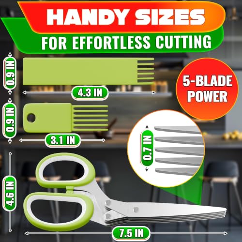 Herb Scissors with 5 Blades and Cover (Lime Green)