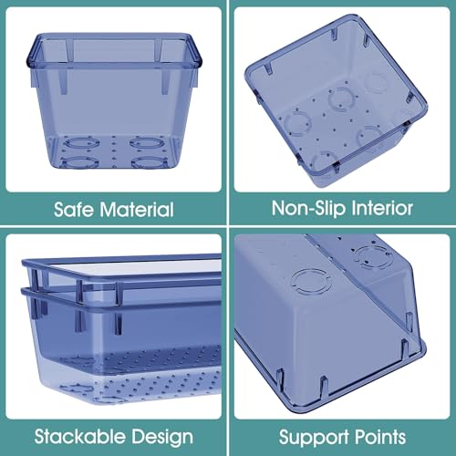 25 PCS Plastic Drawer Organizer Set (Clear Dark Blue)