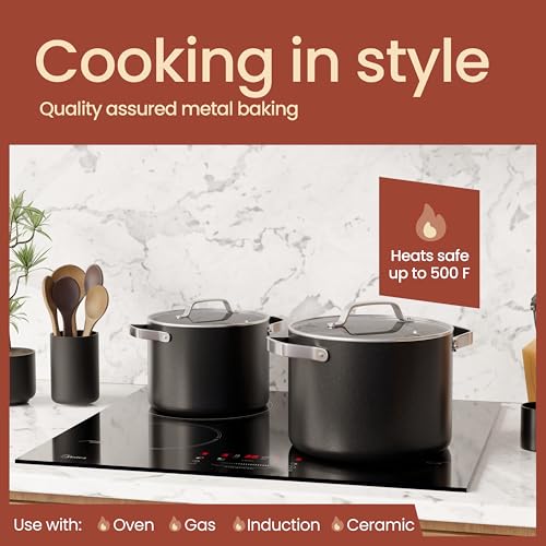 Bakken 8.5 Quart Ceramic Coated Stock Pot with Lid (Black / 8.5 Quarts)