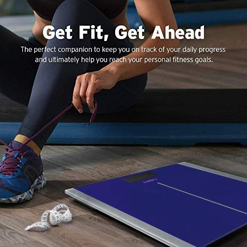 Digital Electric Bathroom Scale for Body Weight (Blue / 11.8 x 11.8 inches)