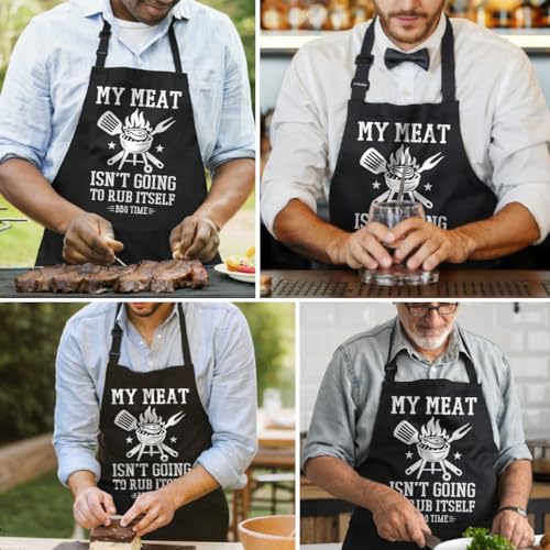 Funny Aprons for Men with Pockets for BBQ Kitchen Cooking Birthday Christmas (Grilling/Bbq 6)