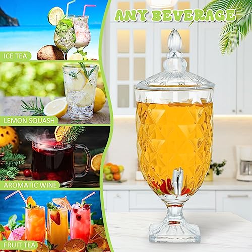 2 Pieces 1.3 Gallon Drink Dispensers for Parties Crystal Iced Beverage Dispenser with Stand and Spigot (Delicate)