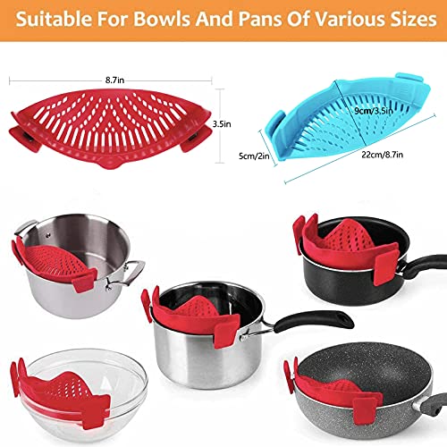 2 Pcs Clip on Strainers (Red, Blue)