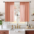 Rust Terracotta Linen Kitchen Window Curtains 40 Inch Length (Terracotta / 42"W x 40"L (Pack of 2))