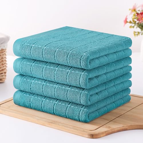 100% Cotton Terry Kitchen Towels (Lake Blue / 13 X 28 - 6 Pack)