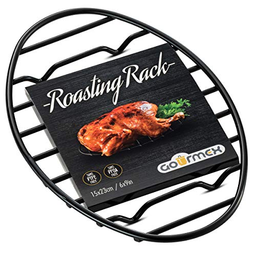 Black Oval Oven Roasting Rack with Integrated Feet (6x9")