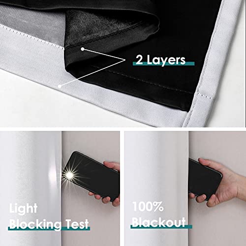 100% Blackout Curtains for Bedroom 72 Inches Long 2 Panels Set (52"W x 72"L (Pack of 2) / Greyish White)