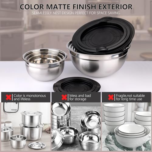 Mixing Bowls with Lids Set (Black)