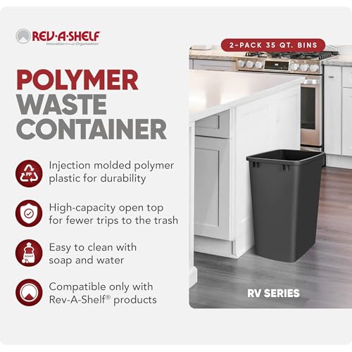 Double Pullout Garbage Trash Cans for Kitchen Cabinets (2 Pack / Black)