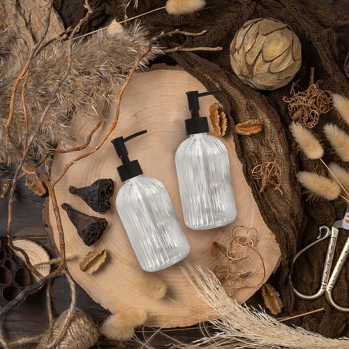 2 Pack Glass Soap Dispenser with Pump (Clear)