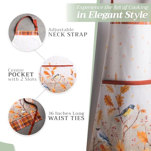 Aprons for women with Pocket 100% Cotton Pack of 1 (168 - Oak Leaves)
