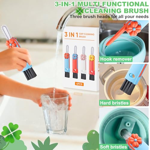 3 in 1 Cup Lid Cleaning Brush (Blue, Orange, Pink, Red(4pcs))
