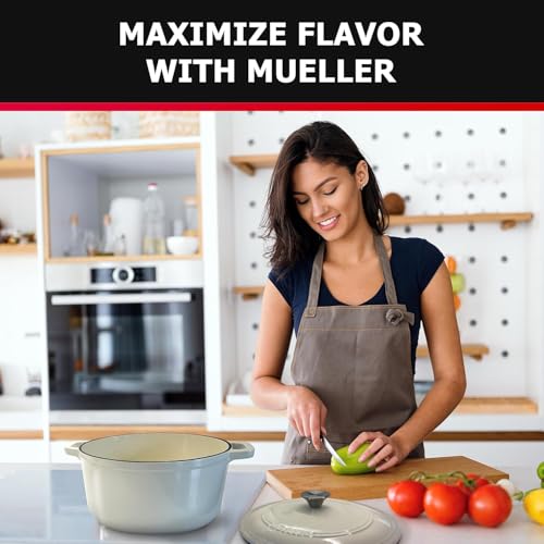 MUELLER HOME 7.5 QT Enameled Cast Iron Dutch Oven (7.5 Quart -Round / Oyster White)