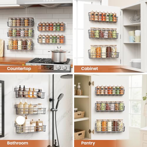 5 Pack Spice Rack Seasoning Organizer Wall Mount (Gray / 5 Pack)
