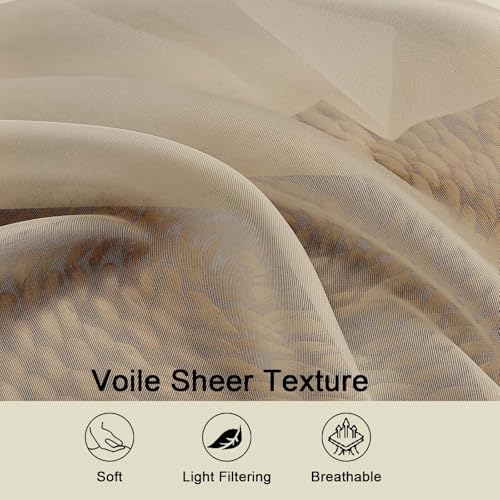 Sheer Taupe Curtains for Bedroom Living Room 90 Inches Long 2 Panels Set (Taupe / 42"W x 90"L (Pack of 2))