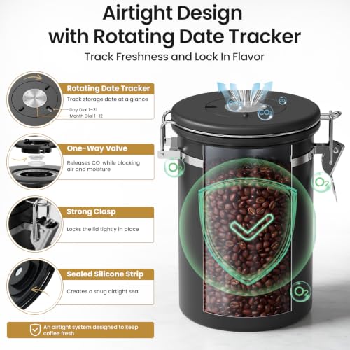 Coffee Canister with Window (Black / 22 oz)