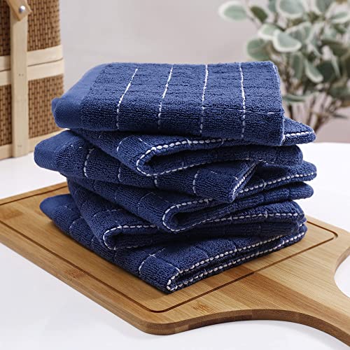 100% Cotton Terry Kitchen Dish Cloths (Navy Blue / 12 X 12 - 12 Pack)