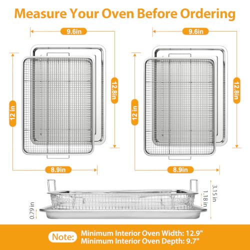 Air Fryer Basket for Oven 12.8"x9.6" (Small-2 Pack-12.8"x9.6")