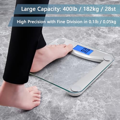 Bathroom Scale for Body Weight Accuracy 0.1lb (Silver)