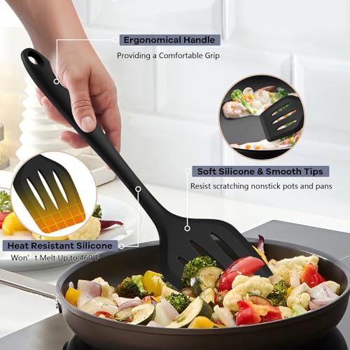 Silicone Cooking Utensils (Black)