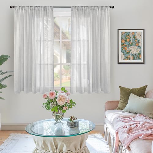 Light Grey Linen Curtains 54 Inch Length for Window (Light Grey / 42"W x 54"L (Pack of 2))